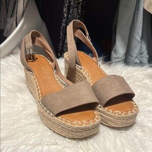 Kelly & Katie Tan Espadrille Wedge Sandals